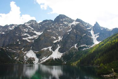 Zakopane 'deki Tatra Dağlarında Deniz Gözü Gölü