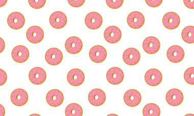 Siyah arka planda pembe şekerli çörekler, pürüzsüz desen.