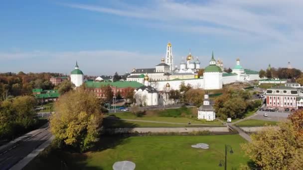 Scenic Luchtfoto Van Trinity Lavra Van Sergius Sergiyev Posad Rusland — Stockvideo