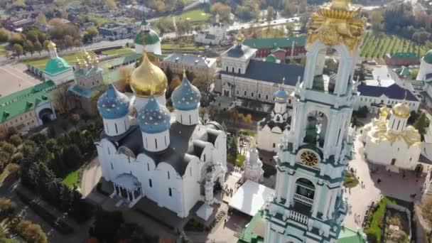 Повітряний Безпілотний Вид Трійцю Лавру Святого Сергія Сергієва Посаді Росії — стокове відео