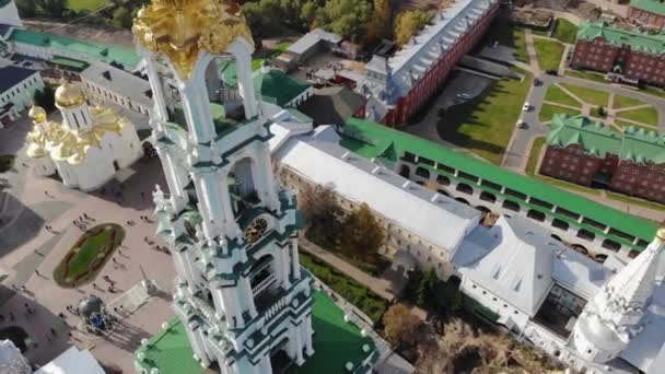 Ancient Orthodox Monastery Trinity Lavra Sergius Bird Eye View Sergiyev — Stock Video