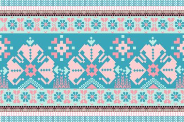 Renkli bloklar ve dijital esinlenilmiş motifler içeren modern pikselli sanat tekstil deseni, kumaş baskıları, moda aksesuarları ve ev dekorasyonu projeleri için idealdir..