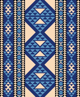 İçinde retro-esinlenmiş şekiller, modaya uygun bir renk paleti ve çok yönlü bir düzen bulunan bir Mavi Ton vektör geometrik deseni. Dijital sanat, poster tasarımı ve tekstil baskısı için harika.