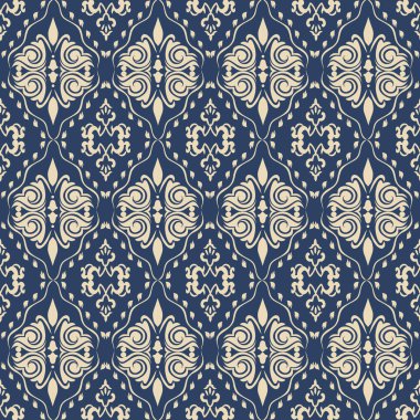 Retro- Lüks Damask Şablonu Şık Dekorasyon Üst Düzey İç mimari ve Moda Tasarımı. Bu zarif damaske deseni ile zamansız sofistike hoşgörü, zenginlik tadı olanlar için titizlikle hazırlanmış