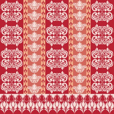 Kırmızı Terracotta tonu Lüks Damask Şablonu Şık Şablon Üst Düzey İç Modeller ve Moda Tasarımı. Bu zarif damaske deseni ile zamansız sofistike hoşgörü, zenginlik tadı olanlar için titizlikle hazırlanmış