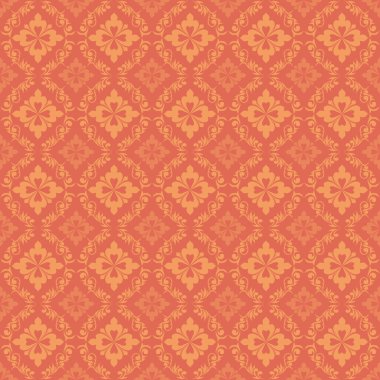 Terracotta tonu Lüks Damask Şablonu Şık Dekorasyon Üst Düzey İç Modeller ve Moda Tasarımı. Bu zarif damaske deseni ile zamansız sofistike hoşgörü, zenginlik tadı olanlar için titizlikle hazırlanmış