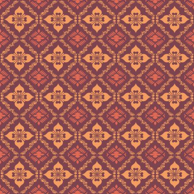 Kahverengi Terracotta tonu Lüks Damask Şablonu Üst Düzey İç Modeller için Zarif Dekorasyon Tasarımı. Bu zarif damaske deseni ile zamansız sofistike hoşgörü, zenginlik tadı olanlar için titizlikle hazırlanmış