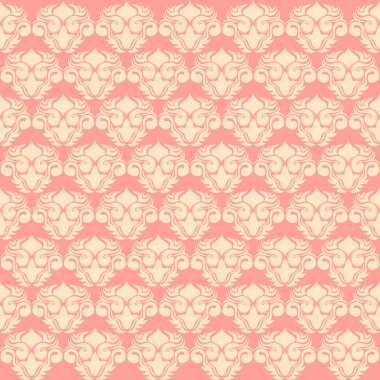 Terracotta tonu Lüks Damask Şablonu Şık Dekorasyon Üst Düzey İç Modeller ve Moda Tasarımı. Bu zarif damaske deseni ile zamansız sofistike hoşgörü, zenginlik tadı olanlar için titizlikle hazırlanmış