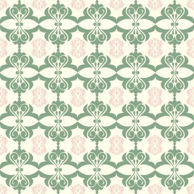 Yeşil Ton Şam Şablonu: Şık, Üst Düzey İç Tasarım ve Moda İçin Süslü Tasarım. Bu zarif damaske deseni ile zamansız sofistike hoşgörü, zenginlik tadı olanlar için titizlikle hazırlanmış