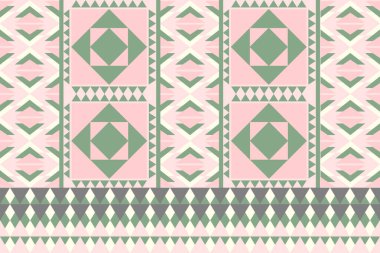Yeşil-Pembe Ton vektör geometrik deseni, retro-esinlenilmiş şekiller, moda renk paleti ve çok yönlü bir düzen. Dijital sanat, poster tasarımı ve tekstil baskısı için harika.