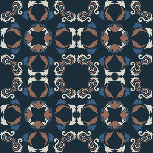 Klasik seramik ve Akdeniz dekoratif tasarımından esinlenilmiş çiçek ve geometrik motiflerle süslenmiş dünyevi, pürüzsüz bir fayans deseni. Duvar kağıdı, tekstil, kumaş için uygun