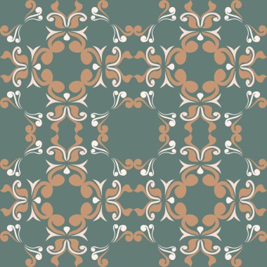 Klasik seramik ve Akdeniz dekoratif tasarımından esinlenilmiş çiçek ve geometrik motifler içeren Yeşil Tonu olmayan süsleme deseni. Duvar kağıdı, tekstil, kumaş, ev dekorasyonu, ambalaj kağıdı, arka plan, yüzey deseni için uygun 
