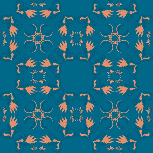 Klasik seramik ve Akdeniz dekoratif tasarımından esinlenilmiş çiçekli ve geometrik motiflerin yer aldığı Mavi Terracotta Tone Terassız süsleme deseni. Duvar kağıdı, tekstil, kumaş, dekor, ambalaj kağıdı ve arka plan için uygundur.