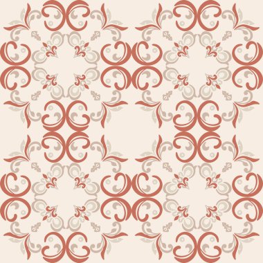 Klasik seramik ve Akdeniz dekoratif tasarımından esinlenilmiş çiçek ve geometrik motifler içeren bir Pastel Tone kusursuz süsleme deseni. Duvar kağıdı, tekstil, kumaş, dekor, ambalaj kağıdı ve arka plan için uygundur.