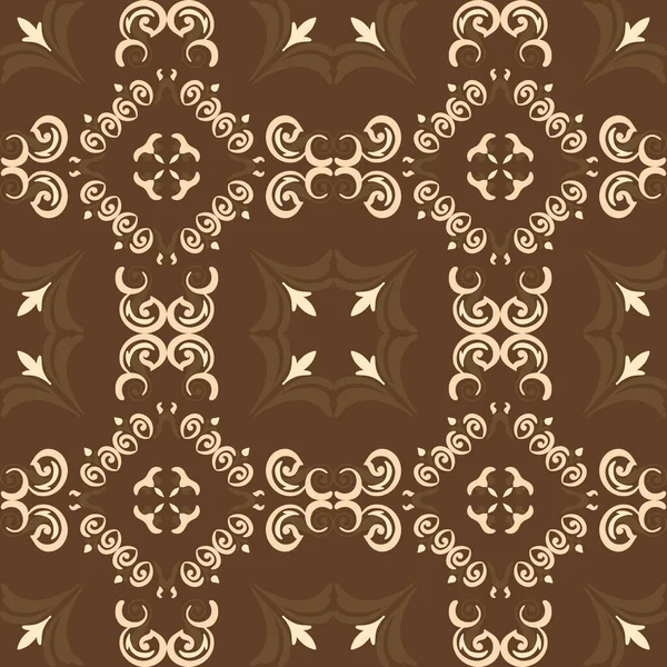 Kaliteli seramik ve Akdeniz dekoratif tasarımından esinlenmiş çiçek ve geometrik motifler içeren koyu kahverengi tonsuz süslemesiz bir fayans deseni. Duvar kağıdı, tekstil, kumaş, dekor, ambalaj kağıdı ve arka plan için uygundur.