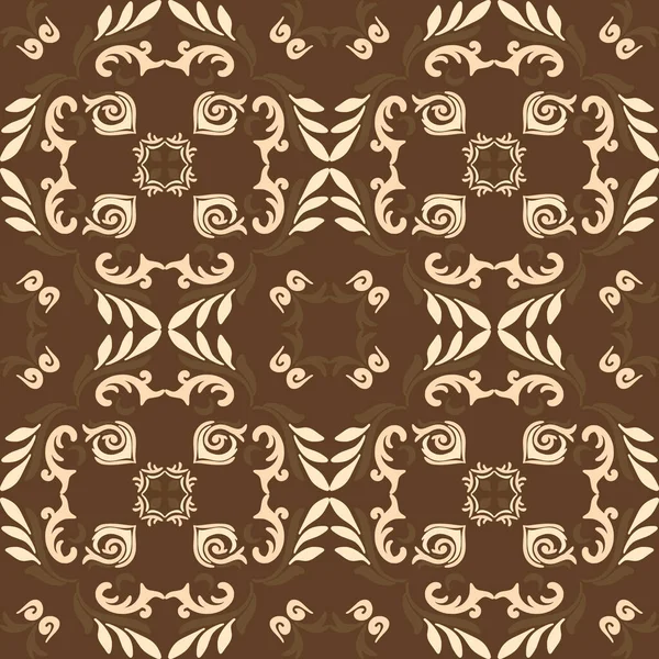 Kaliteli seramik ve Akdeniz dekoratif tasarımından esinlenmiş çiçek ve geometrik motifler içeren koyu kahverengi tonsuz süslemesiz bir fayans deseni. Duvar kağıdı, tekstil, kumaş, dekor, ambalaj kağıdı ve arka plan için uygundur.