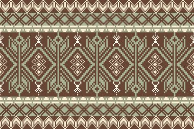 Bir Earthy Tone ve Retro Style Floral. El yapımı dokuma motifleri olan etnik kökenli, pürüzsüz pikseller. Halk tarzı tekstil baskıları, dijital kumaşlar ve kültürel tasarım projeleri için mükemmel.