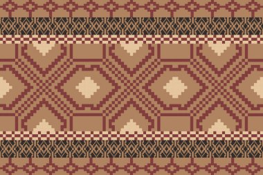 Bir Earthy Tone ve Retro Style Floral. El yapımı dokuma motifleri olan etnik kökenli, pürüzsüz pikseller. Halk tarzı tekstil baskıları, dijital kumaşlar ve kültürel tasarım projeleri için mükemmel.