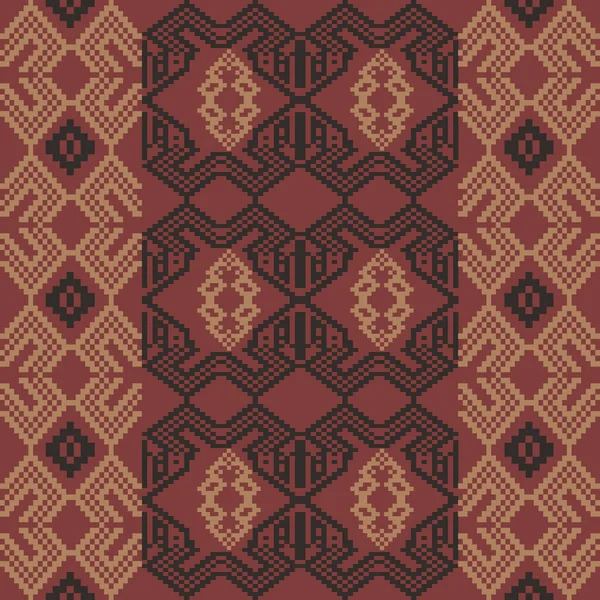 Topraksı Tone ve Retro Style Floral. El yapımı dokuma motifleri olan etnik kökenli, pürüzsüz pikseller. Halk tarzı tekstil baskıları, dijital kumaşlar ve kültürel tasarım projeleri için mükemmel.