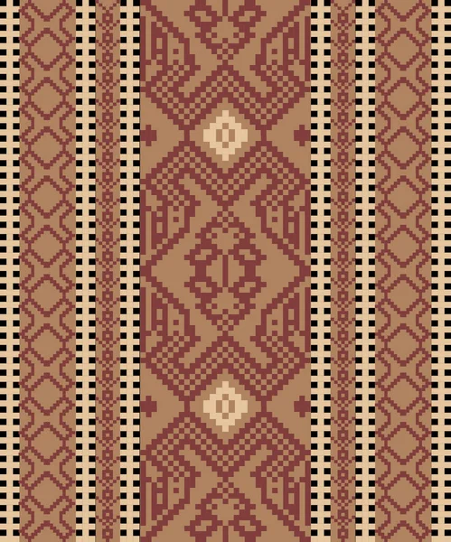 Topraksı Tone ve Retro Style Floral. El yapımı dokuma motifleri olan etnik kökenli, pürüzsüz pikseller. Halk tarzı tekstil baskıları, dijital kumaşlar ve kültürel tasarım projeleri için mükemmel.