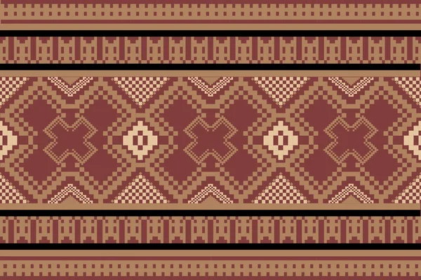 Topraksı Tone ve Retro Style Floral. El yapımı dokuma motifleri olan etnik kökenli, pürüzsüz pikseller. Halk tarzı tekstil baskıları, dijital kumaşlar ve kültürel tasarım projeleri için mükemmel.