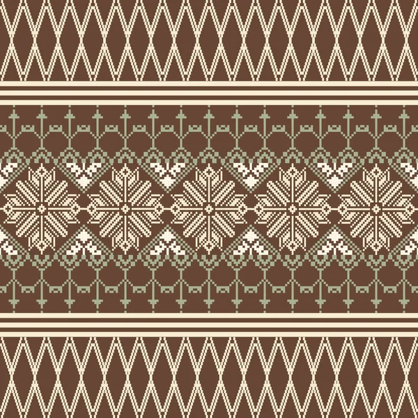 Bir Earthy Tone ve Retro Style Floral. El yapımı dokuma motifleri olan etnik kökenli, pürüzsüz pikseller. Halk tarzı tekstil baskıları, dijital kumaşlar ve kültürel tasarım projeleri için mükemmel.