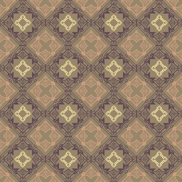 Bir Earthy Tone ve Retro Style Floral. El yapımı dokuma motifleri olan etnik kökenli, pürüzsüz pikseller. Halk tarzı tekstil baskıları, dijital kumaşlar ve kültürel tasarım projeleri için mükemmel.