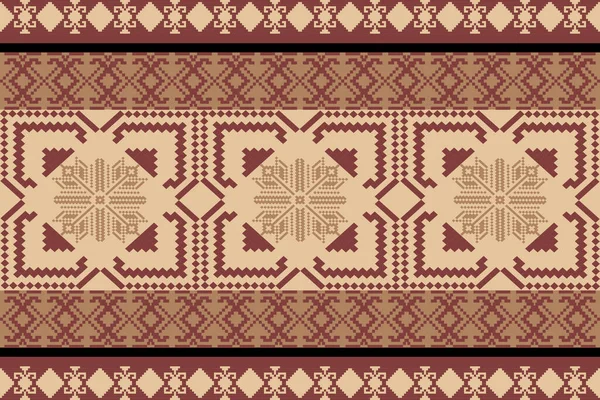 Bir Earthy Tone ve Retro Style Floral. El yapımı dokuma motifleri olan etnik kökenli, pürüzsüz pikseller. Halk tarzı tekstil baskıları, dijital kumaşlar ve kültürel tasarım projeleri için mükemmel.