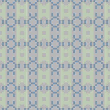 A Light-Pastel Tone and Retro-Style Floral, Ethnic-Inspired Seamless Pixel Pattern with Handcrafted Weaving Motifs. Perfect for folk-style textile prints, digital fabrics, and cultural design projects.