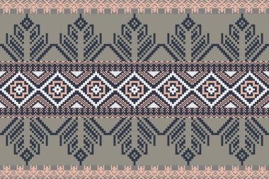 Bir Earthy Tone ve Retro-Style, Etnik kökenli Pikselsiz Örme Motifli. Halk tarzı tekstil baskıları, dijital kumaşlar ve kültürel tasarım projeleri için mükemmel..