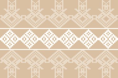 Yumuşak Toprak Tonu ve Retro Tarzı, Etnik kökenli pürüzsüz piksel deseni ve el yapımı dokuma motifleri. Halk tarzı tekstil baskıları, dijital kumaşlar ve kültürel tasarım projeleri için mükemmel.