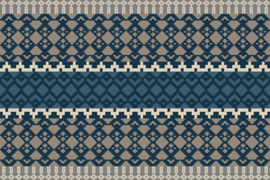 Bir Earthy Tone ve Retro Style, el yapımı dokuma motifleri olan etnik kökenli dikişsiz piksel deseni. Halk tarzı tekstil baskıları, dijital kumaşlar ve kültürel tasarım projeleri için mükemmel..