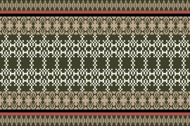 Derin, Toprak Ton ve Retro Style. Bu Etnik-esinlenilmiş pürüzsüz piksel desen el yapımı dokuma motifleri içeriyor. Halk tarzı tekstil baskıları ve dijital kumaşlar için mükemmel.