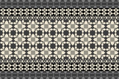 Derin, Toprak Ton ve Retro Style. Bu Etnik-esinlenilmiş pürüzsüz piksel desen el yapımı dokuma motifleri içeriyor. Halk tarzı tekstil baskıları ve dijital kumaşlar için mükemmel.