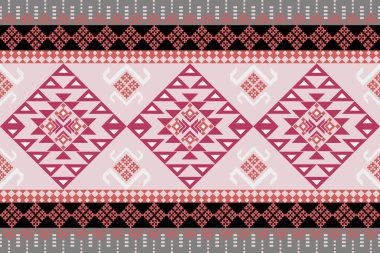 Etnik ve Halk Sanat Motiflerinden esinlenilmiş kabile geometrik kusursuz desen. Tekrarlayan geometrik şekiller, sembolik biçimler ve canlı renk paletleri ile bu tasarım kültür, ritim ve zamansız gelenek duygusunu taşır. Tekstil için mükemmel