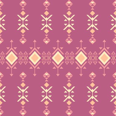 Etnik ve Halk Sanat Motiflerinden esinlenilmiş kabile geometrik kusursuz desen. Tekrarlayan geometrik şekiller, sembolik biçimler ve canlı renk paletleri ile bu tasarım kültür, ritim ve zamansız gelenek duygusunu taşır. Tekstil için mükemmel