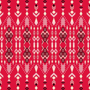 Etnik ve Halk Sanat Motiflerinden esinlenilmiş kabile geometrik kusursuz desen. Tekrarlayan geometrik şekiller, sembolik biçimler ve canlı renk paletleri ile bu tasarım kültür, ritim ve zamansız gelenek duygusunu taşır. Tekstil için mükemmel