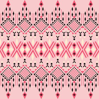 Etnik ve Halk Sanat Motiflerinden esinlenilmiş kabile geometrik kusursuz desen. Tekrarlayan geometrik şekiller, sembolik biçimler ve canlı renk paletleri ile bu tasarım kültür, ritim ve zamansız gelenek duygusunu taşır. Tekstil için mükemmel