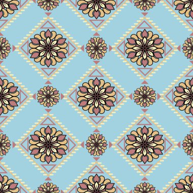 Seamless floral pattern collection featuring abstract botanical flowers and organic flowing shapes. Decorative repeating design with a modern vintage color palette, suitable for textile, fabric, wallpaper, wrapping paper, surface design, stationery