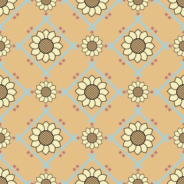 Seamless floral pattern collection featuring abstract botanical flowers and organic flowing shapes. Decorative repeating design with a modern vintage color palette, suitable for textile, fabric, wallpaper, wrapping paper, surface design, stationery