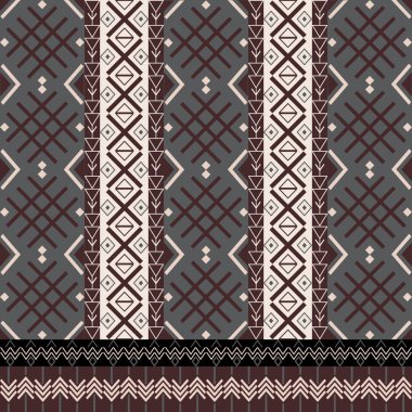 Kabile, Halk ve el yapımı dokulardan esinlenilmiş kusursuz Etnik ve Geometrik desenler koleksiyonu. Tekrarlayan motifler, soyut şekiller ve tekstil için uygun toprak rengi paletleri