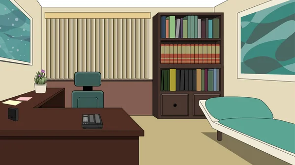 Illustration Psychiatrist Office Room Flat Color — Stock Photo, Image