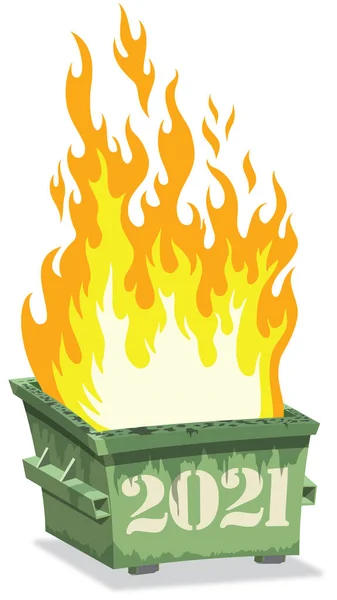 Year 2020 Dumpster Grimy Dirty Fire Metaphor — Stock Photo, Image