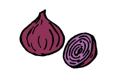 Beyaz üzerine Kırmızı Soğan El Çizimi Görüntü