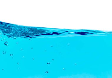 Mavi su dalgası ve kabarcıklar temiz içme suyuna
