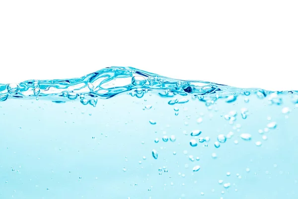 蓝色水波和气泡对清洁饮用水的影响 — 图库照片