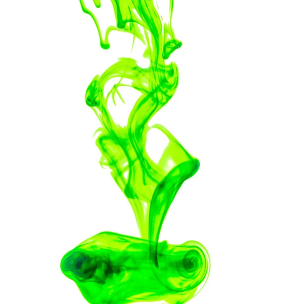 Color Green Drop Water Photographed Motion Ink Swirling Water — Stock Photo, Image