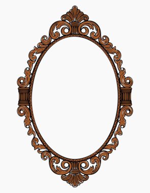 Çok detaylı bir kahverengi barok tarzı oval çerçeve. Karmaşık klasik oymalar ve parşömenler içeriyor. Bu zarif sınır portreler, düğün fotoğrafları, sertifikalar ve klasik temalı grafik tasarımlar için dekoratif bir unsur olarak mükemmel..