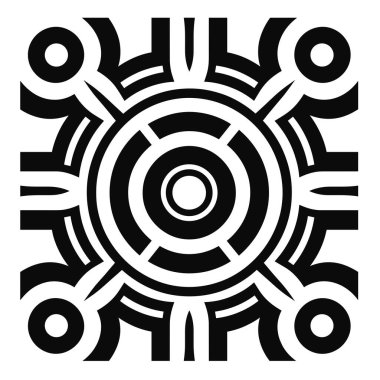 Dairesel eşmerkezli biçimlere ve geometrik şekillere sahip bir kare yerleşim.