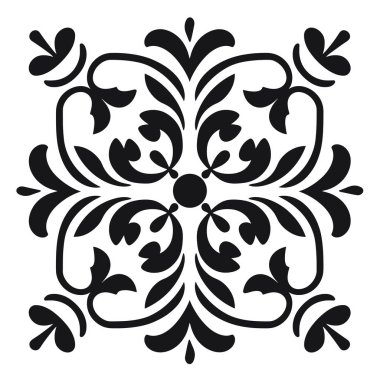 Kare biçiminde süslemeli siyah arabesk tasarımı